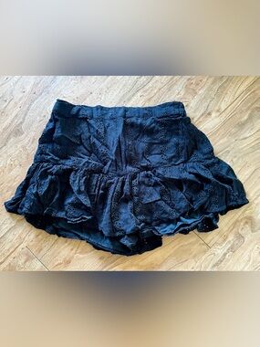 Angie Black Eyelet Ruffle Mini Skort